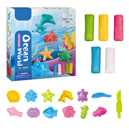 1Set Super Light Clay and Clay Mold kit Air Drying Light Plasticine Tools Modelling Clay Handmade Educational Kids DIY Toys ZXH: Ocean with box