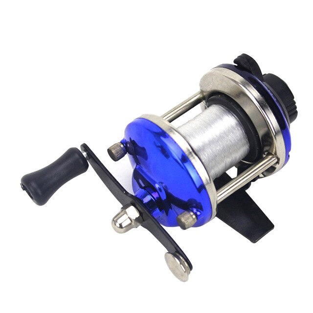 Mini Metalen Bait Casting Spinning Reel Ijsvissen Reel Vis Water Wiel Baitcast Roller Reel Spinning Vissen Wiel 50M lijn: Blauw