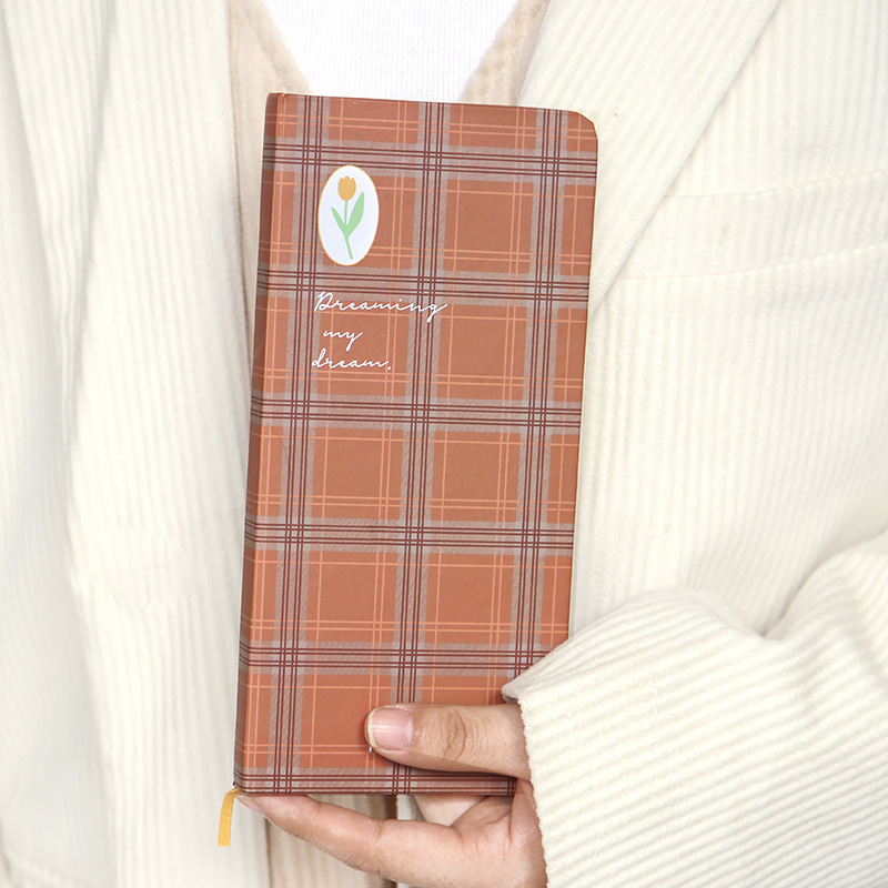 Hardfaced Weekly Notebook English Checked Student Hand Ledger Notebook Korean Stationery Notebook