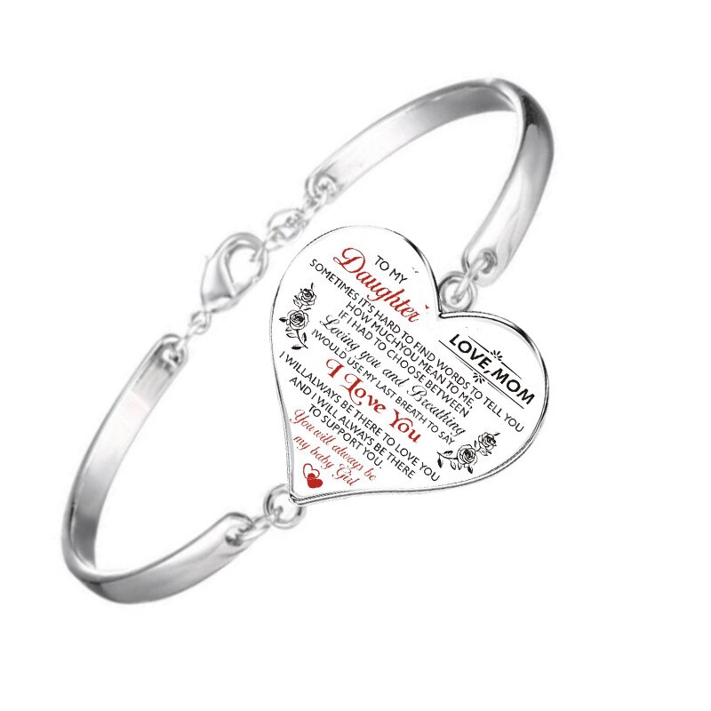 À ma fille femme petite-fille Bracelet amour coeur Bracelets porte-bonheur Bracelets pour femmes filles inspirant lettre bijoux