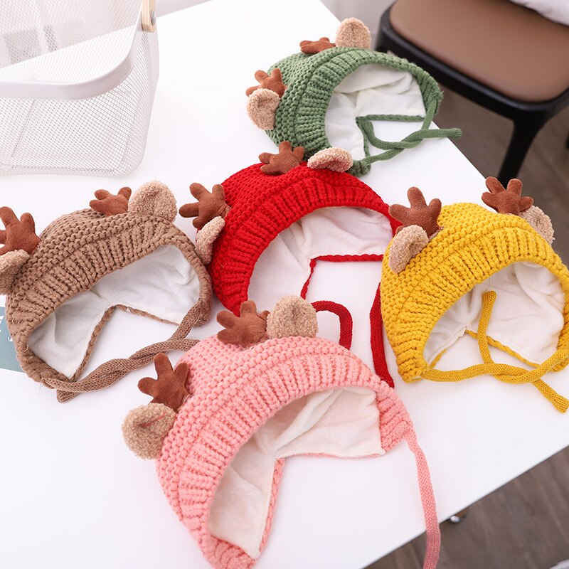 Gorro para bebé con orejas de alce, gorro cálido de punto para bebé, niño y niña, gorros de invierno, gorro para niño, gorro para niño