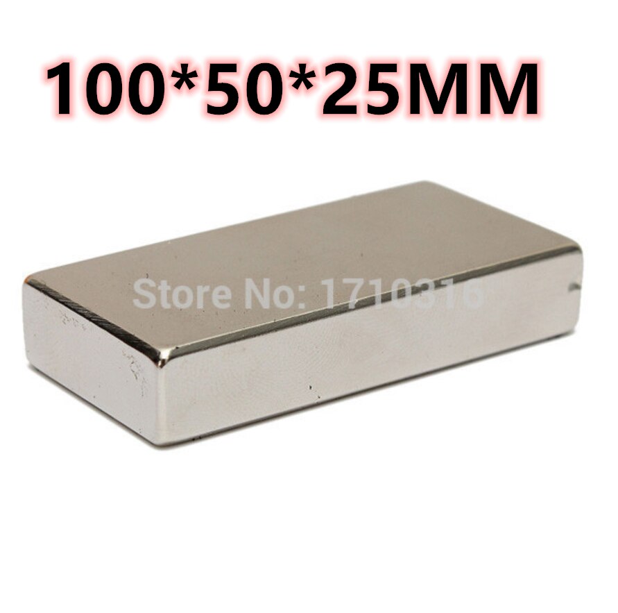 N52 SIZE100 * 50*25Mmmagnetics 1Pcs Big Bulk Super Strong Strip Block Magneten Zeldzame Aarde Neodymium