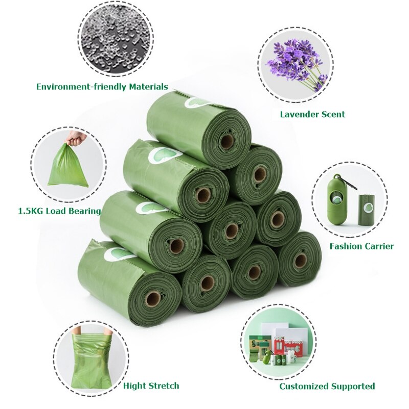 Lavendel Geur Hond Kak Tas Afbreekbare Plastics Dispenser Case Thicken Eco Vriendelijke Huisdier Afval Pocket Doggy Reiniging Accessoires