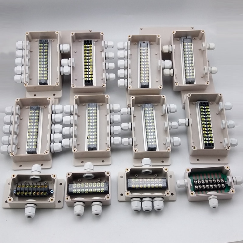 Industrial terminal block wire connector junction box waterproof wall mounted cable splitter box into three or four out