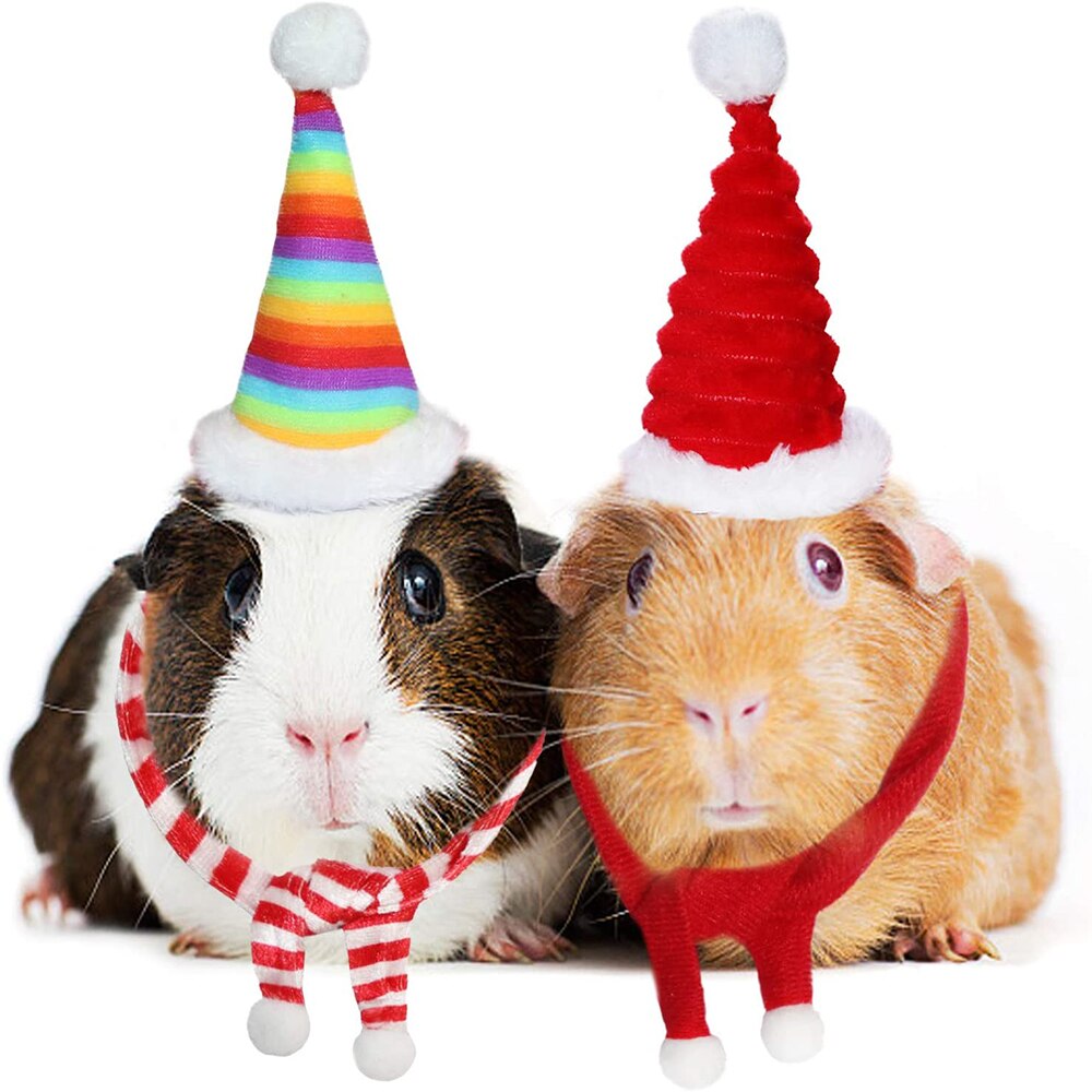 Kæledyr jul hat julemanden cap hoved tilbehør til kanin hamster marsvin rotter killing kitty og små dyr
