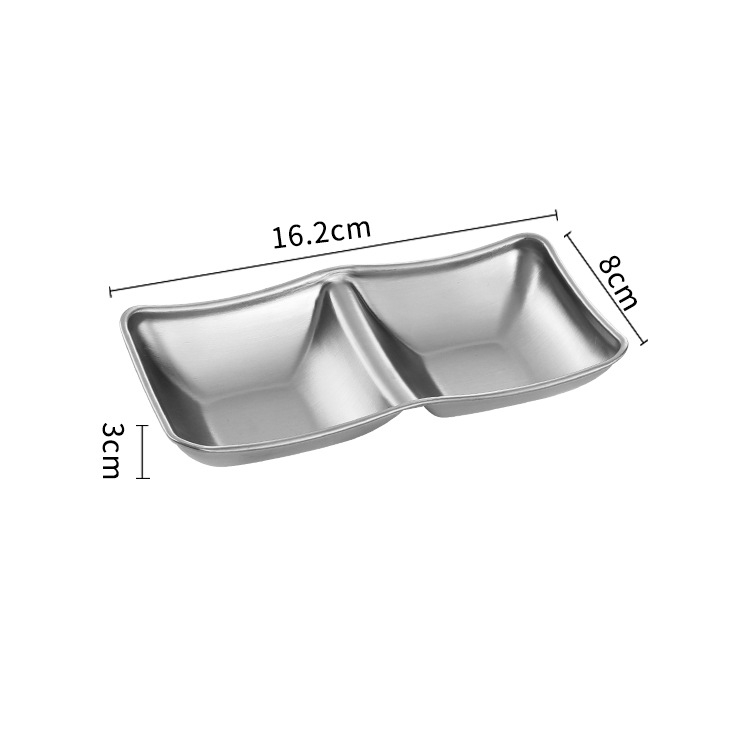 Plato de condimentos de acero inoxidable 304, olla , cuenco para inmersión, salsa de soja, barbacoa, Sushi, plato de vinagre, bandeja para condimentos, vajilla de cocina: Gris claro