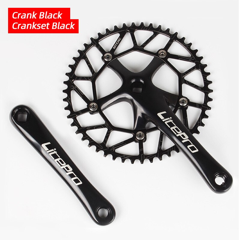 Litepro Lp 130BCD Fiets Kettingblad 50 52 54 56 58T Aluminium Enkele Disc Ketting Wiel Vouwfiets Vierkante gat Crankstel: Black Crankset 50T