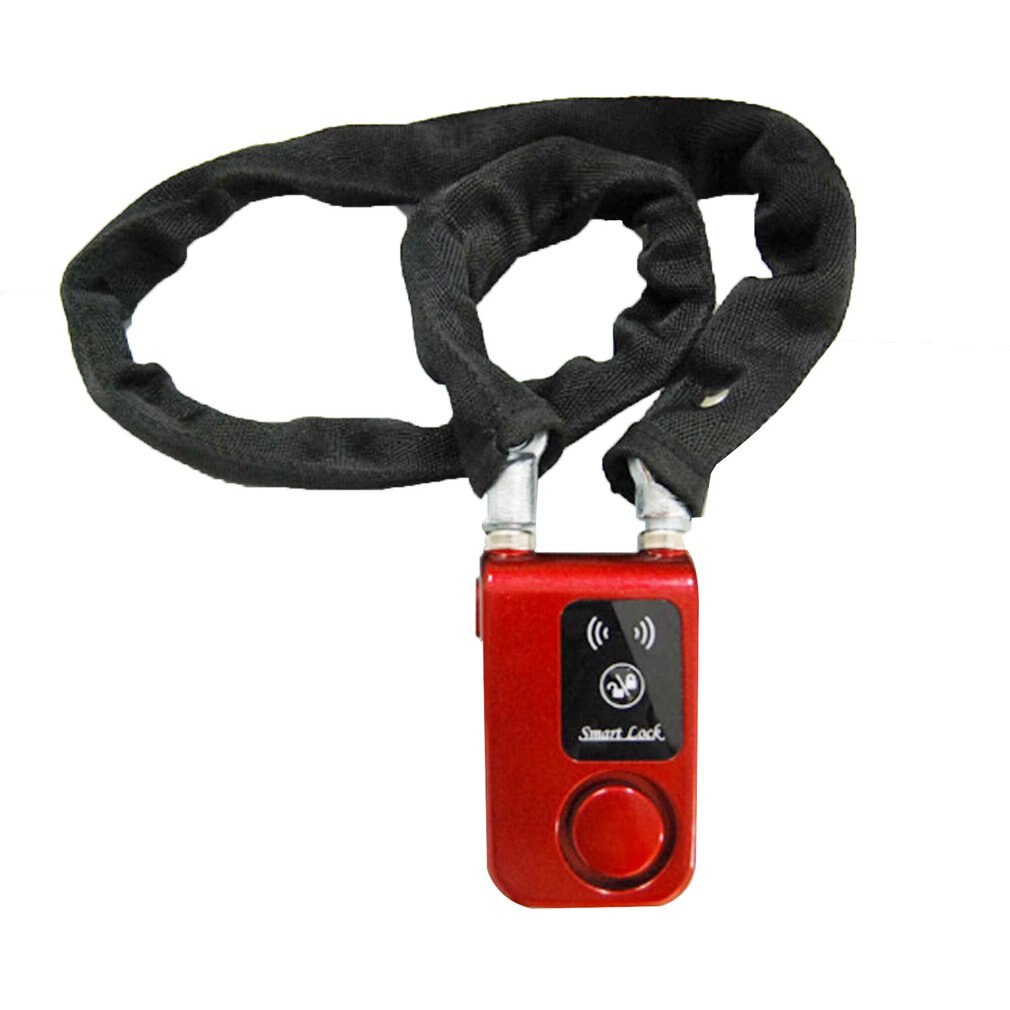 Super intelligent telefon app kontroll smart larmlås vattentätt 110db larm cykellås utomhus stöldskydd: Röd stålkedja