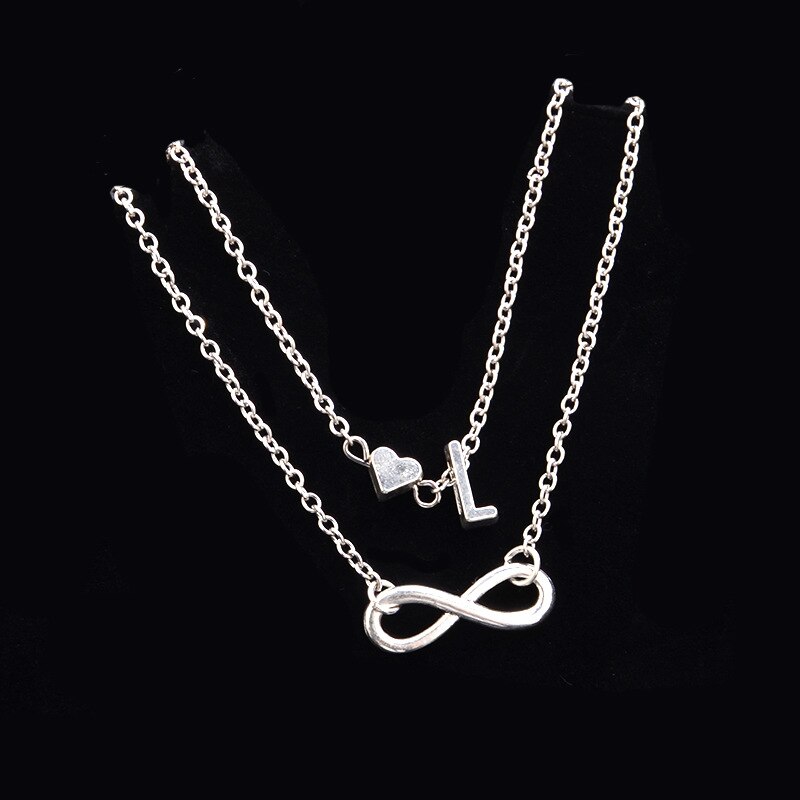 Heart Infinity Female Anklets Silver Color 26 Initial Letter Beach Foot Ankle Chain Bracelets for Women Jewelry: L