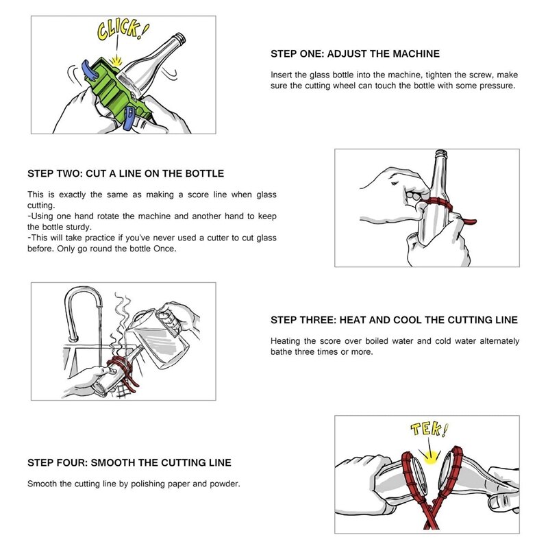 Glass Bottle Cutter Cemented Carbide Wheel Glass Cutting Tool For Cut 2-8Mm Thickness Of Beer Bottle (Green)