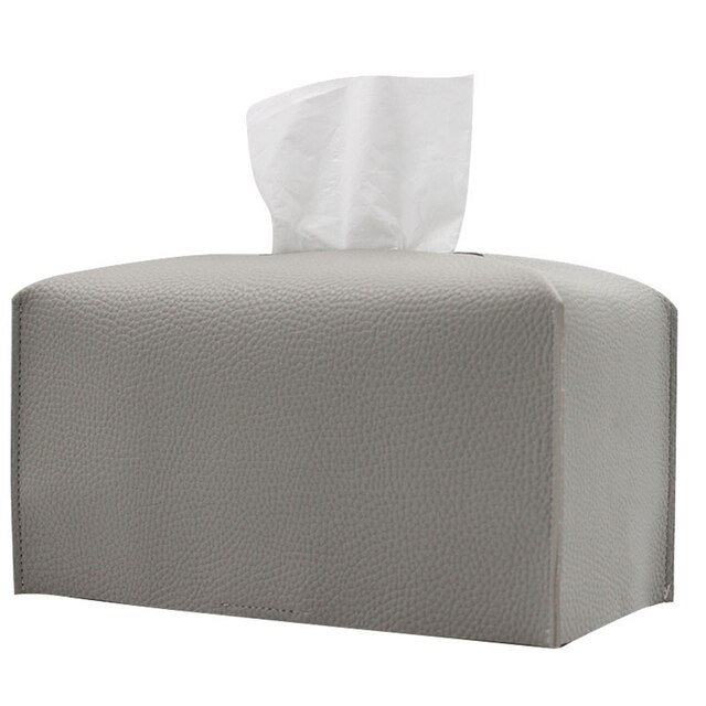 Tissue Box Cover Holder, Square Decoration Pu Leather Facial Tissues Case Roll Paper Dispenser For Bathroom Vanity Countertop: Grey-L
