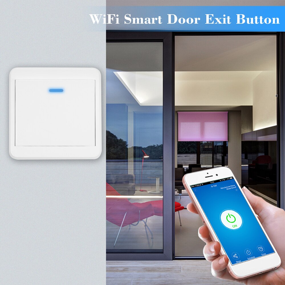 eWeLink WiFi Door Exit Button Wireless Release Push Switch Access Control System Emergency Alarm Trigger Switch
