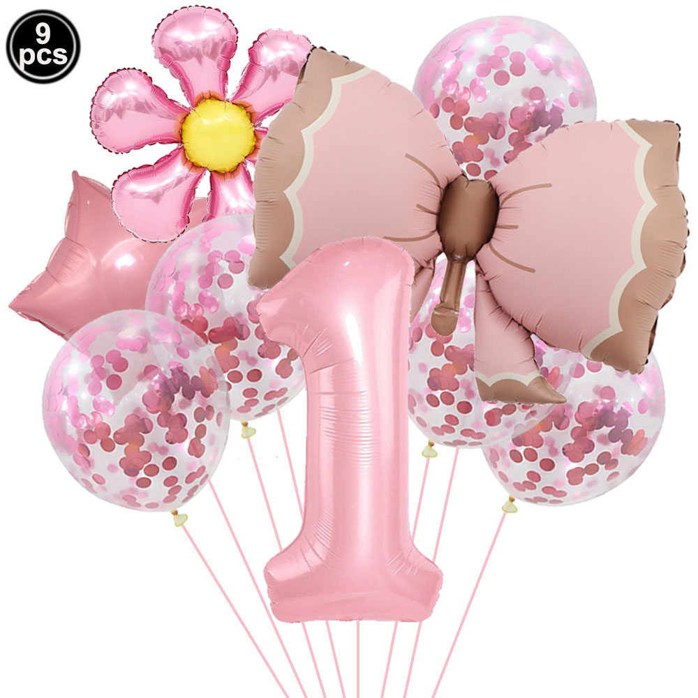 Juego de globos de hadas y flores, globos de mariposa, decoraciones de 1 a 9 cumpleaños para niñas, suministros de decoración para de cumpleaños con tema de mariposa