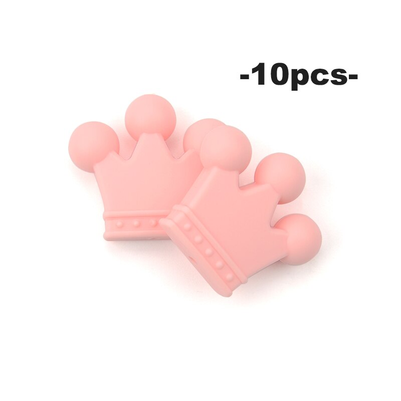 LOFCA – perles couronne en Silicone, 10 pièces, sans BPA, de alimentaire, utilisées dans la fabrication de colliers, Bracelets, accessoires de bijoux: YELLOW