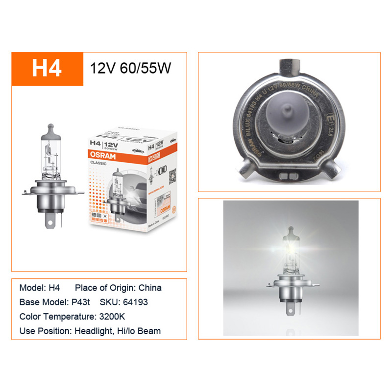 OSRAM H1 H4 H7 12V Auto Halogeen Koplamp Originele Lijn Onderdelen 3200K Warm Wit Authentieke Lamp Auto lamp Gemaakt In China 1X