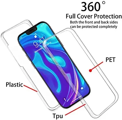 360 graden full body telefoonhoesje voor iPhone 16 16e 15 Pro Max 14 Plus 13 12 11 dubbelzijdig PC TPU transparant helder beschermhoes