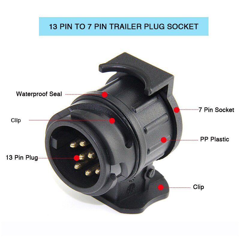 12V European Style 13 Pin To 7 Pin Trailer Plug Socket Trailer Adapter Wiring Connector