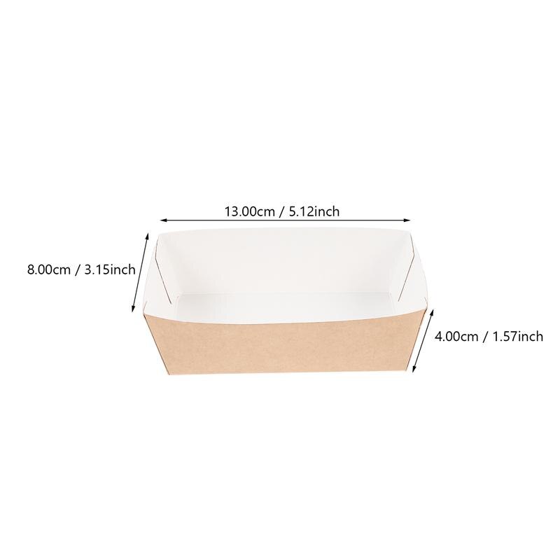 100/50Pcs Disposable Paper Food Serving Tray Kraft Paper Take-Out Boat Shape Snack Open Box French Fries Chicken Storage Tray: 50pcs 13x8x4cm