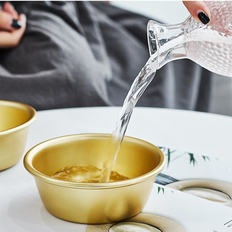 Gull aluminiumsskål med håndtak salat nudler risbolle 300ml frokostservise servise tilbehør 1pc vinkopp