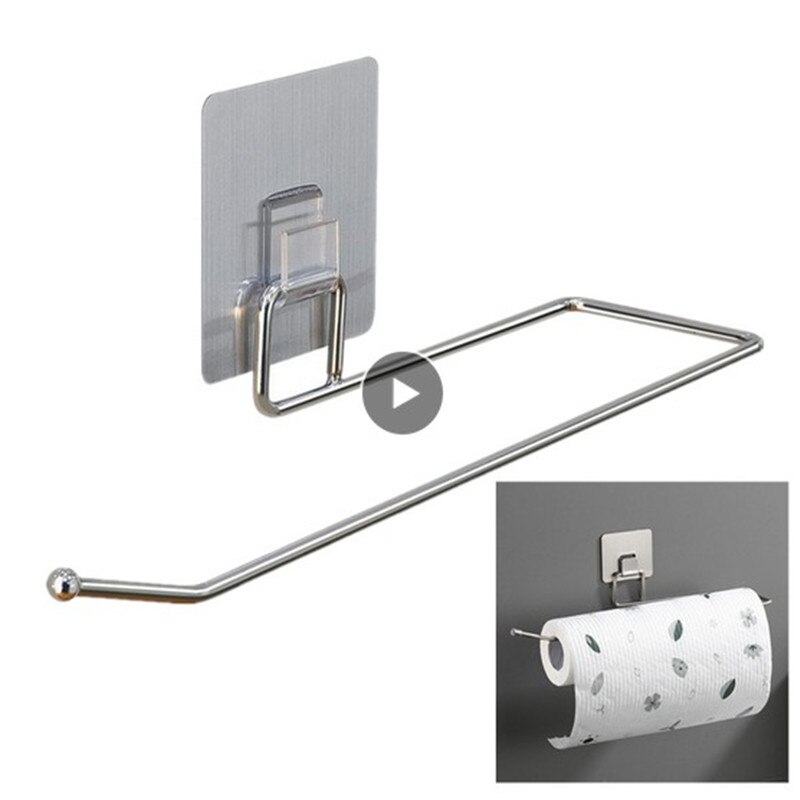 Permanent Reusable Hook Tissue Hook Kitchen Paper Holder Hanger Tissue Roll Towel Rack Bathroom Toilet Sink Door Hanging Storage