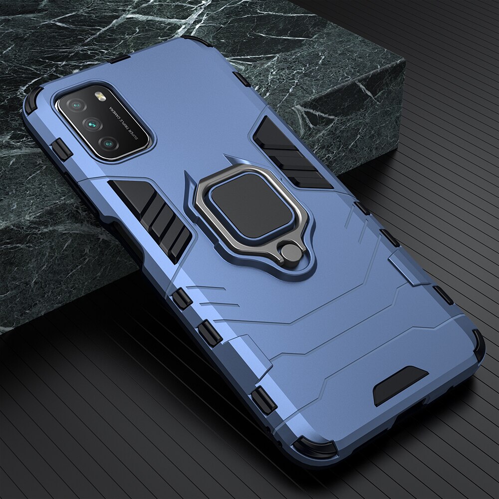 KEYSION-funda a prueba de golpes para Xiaomi POCO M3 M4 Pro 5G F3 GT F2, funda trasera de teléfono con soporte de anillo para POCO X3 NFC X3 Pro X4 GT X4 Pro 5G: ABS / Azul