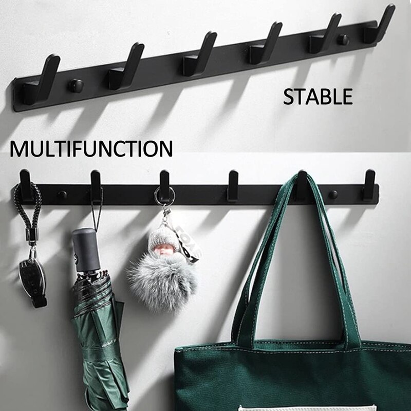 Perchero de pared con 6 ganchos, anzuelos para cocina, baño, entrada, 2 métodos de instalación, 1 Uds.