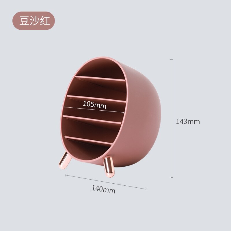 Makeup Organizer Adjustable Storage Box For Eyebrow Pencil Lipstick Eyeliner Storage Box Display Stand Holder: Round Red