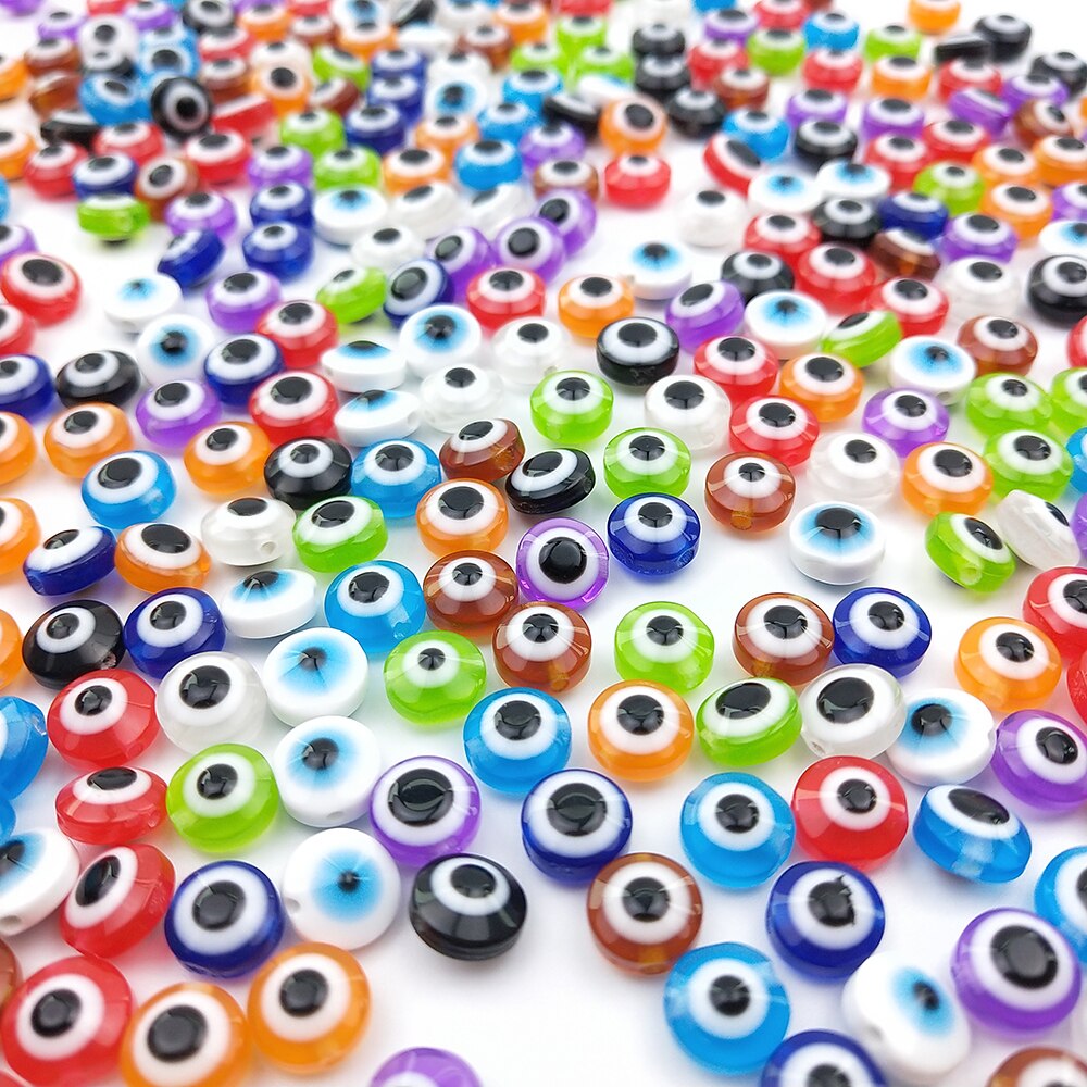 50pcs/Lot 8mm Diy Eye Beads Oval Shape Spacer Beads Stripe Resin Spacer Beads For Jewelry Making Bracelet Necklace Charms