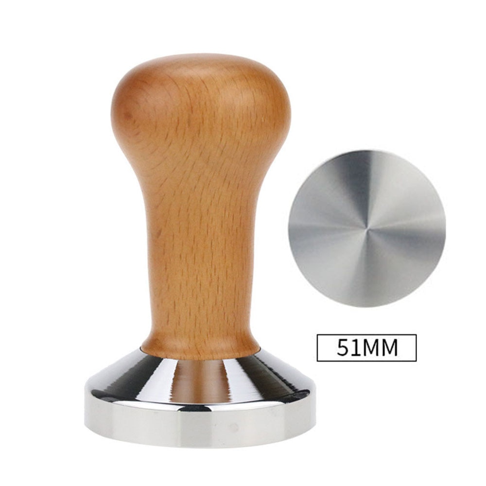 51mm/58mm kaffesabotasjepresse distribusjonsverktøy trehåndtak barista espressomaskin kvern hammer kaffetilbehør: 1