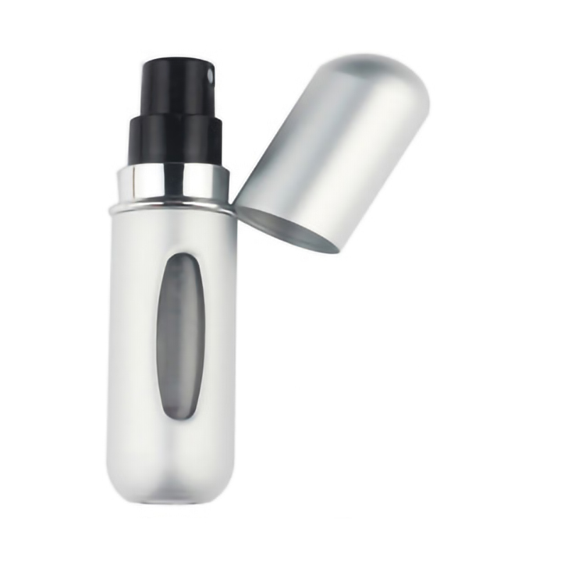 5ml Travel Accessories organizer Mini Refillable Perfume Bottle Canned Air Spray Bottom Pump Perfume Atomization for Travel need: Silver