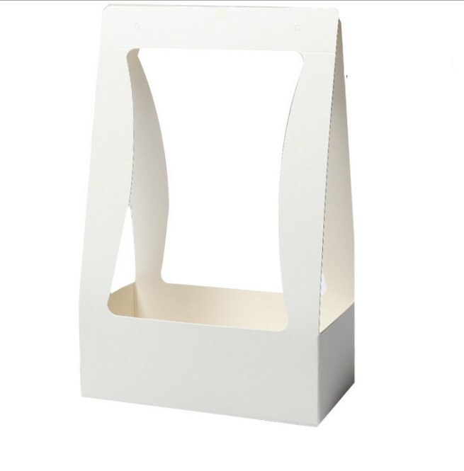 Sacs à fleurs portables pliables, sacs pour bouquets de fleurs, boîte avec poignée, sac d&#39;emballage en papier étanche, sac de transport de fleurs pour fleuriste: White / 1pcs
