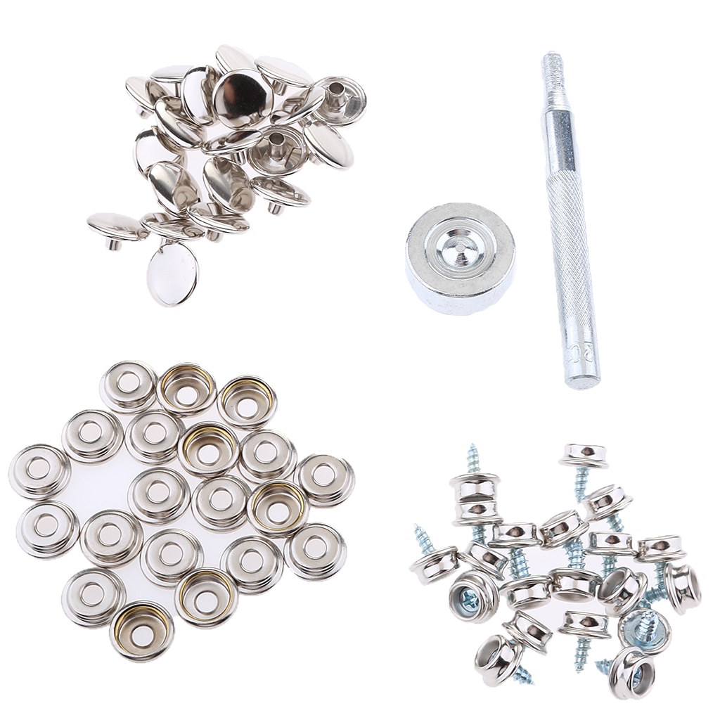 62 Pieces Boat Marine Cover Fastener Snap 3/8'' Screw Kit with Installation Tool