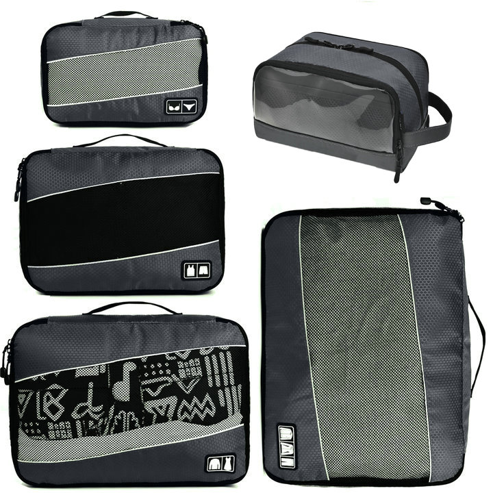 Soperwillton Reisetasche Verpackung Würfel Kulturbeutel Set Für Männer Frauen Nylon 4 5 10 Stück Reisen Gepäck Organizer Set: GRAY-5