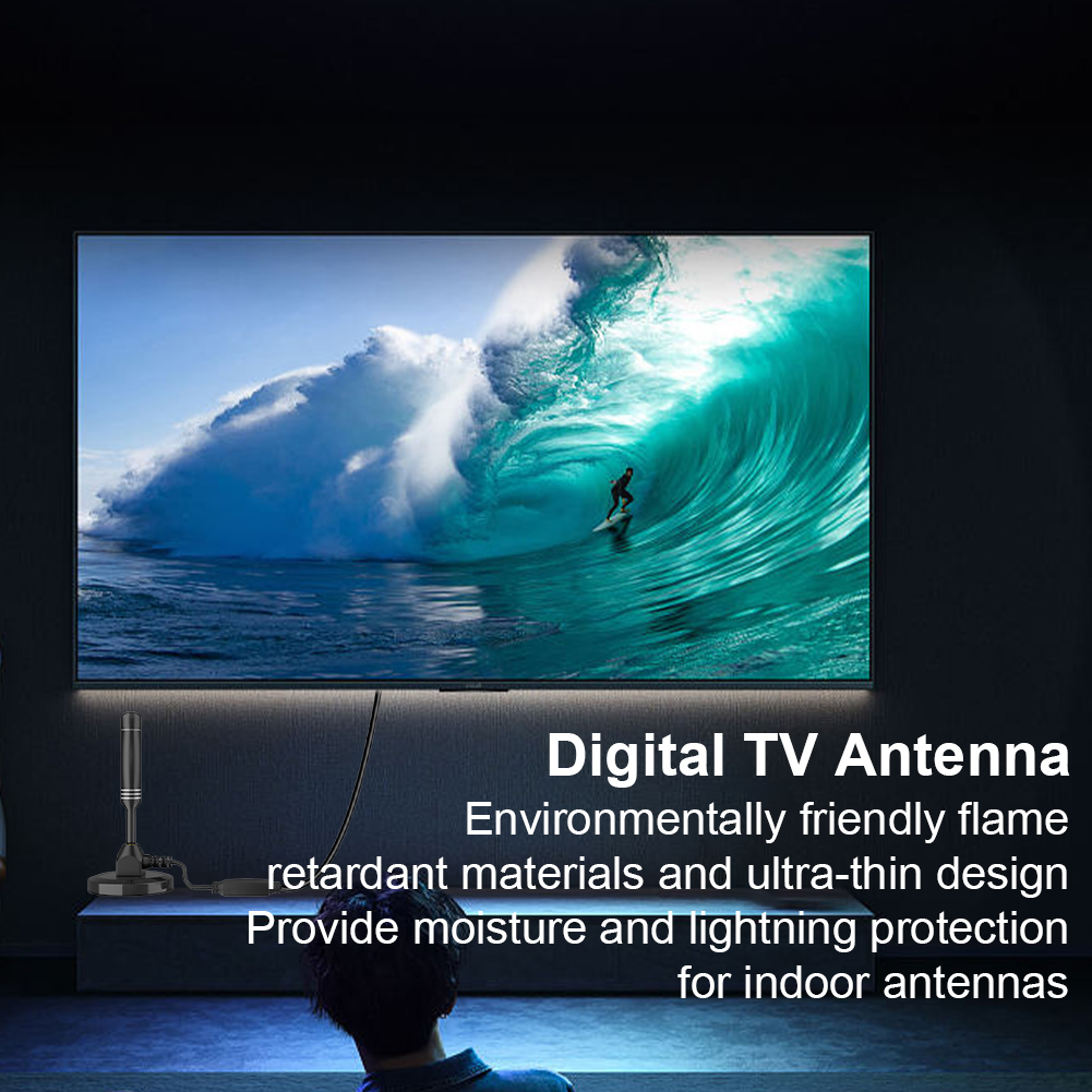 Amplified HDTV Antenna 37dB High Gain Multi-use HDTV Digital Box Indoor Antenna Home TV Aerial Support 4K 1080p All Television