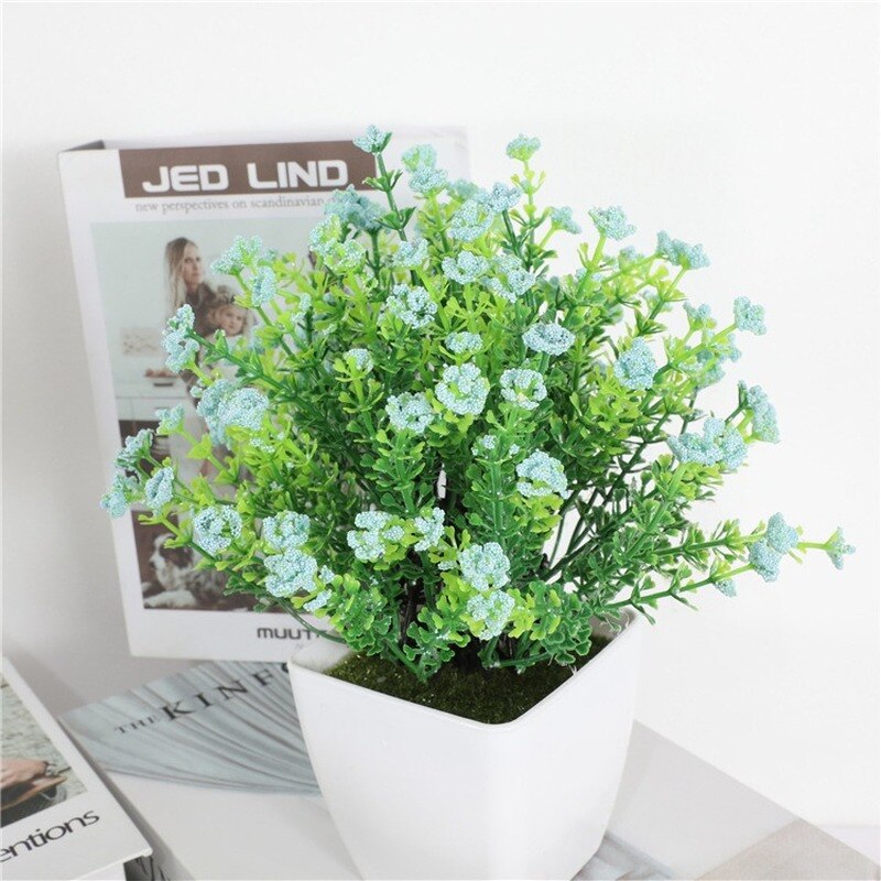 1pc Artificial Flower Bonsai Small Simulated Tree Plants Table Desktop Potted Ornaments Home Hotel Garden Decorate Plants