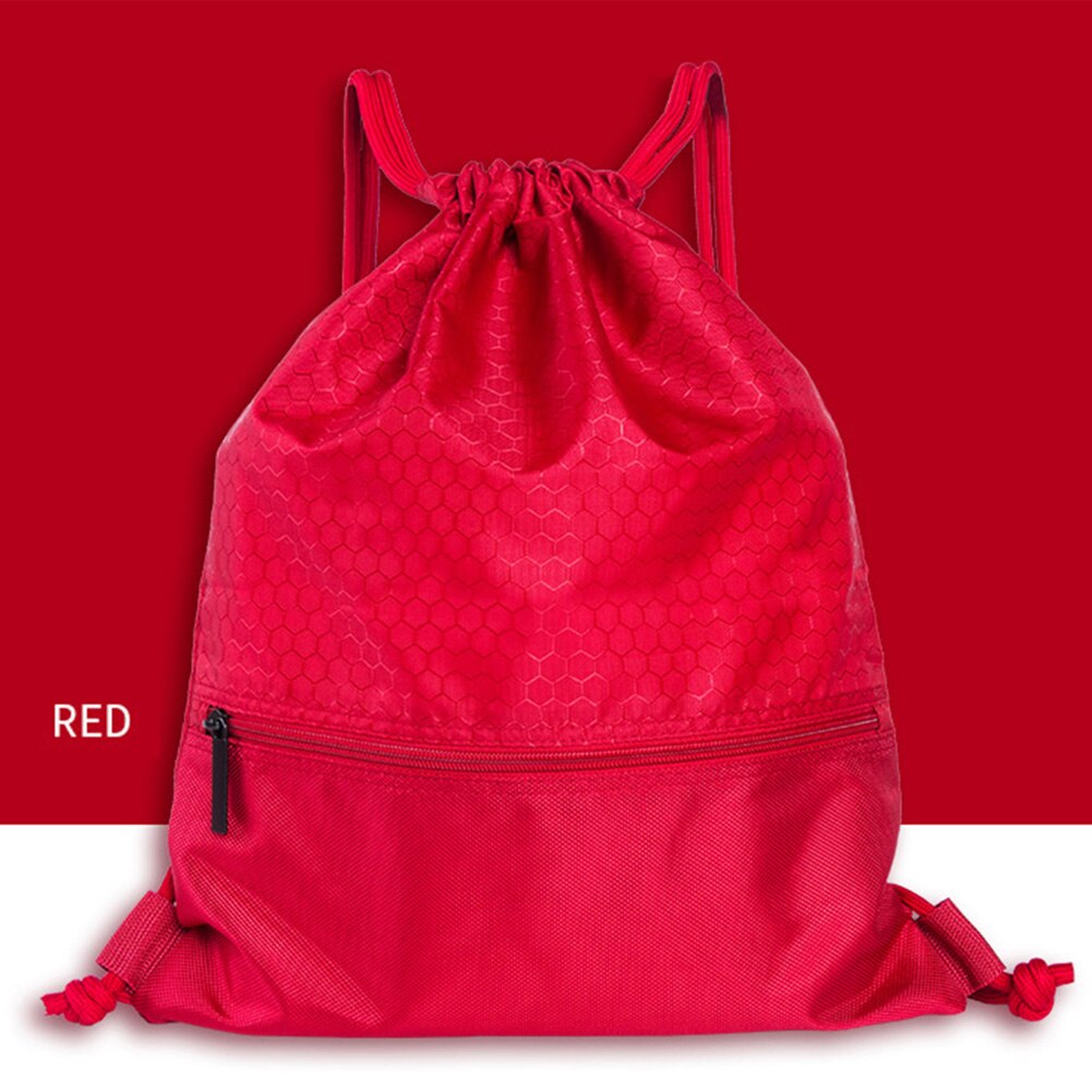 50*42cm Folding Drawstring Storage Waterproof Beam Bag Wear-resistant Sport With Zipper Pocket Home Swimming Backpack Travel: red