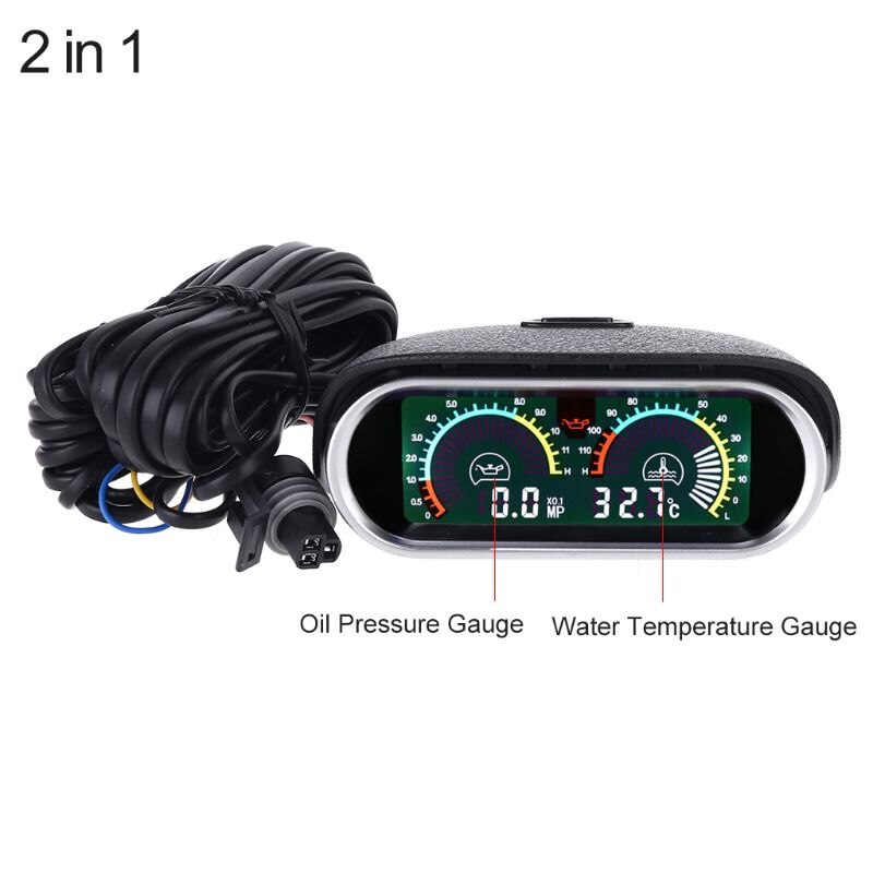 12V/24V Truck Car Oil Pressure Gauge + Temperature 10mm 1/8 NPT Sensor U4LB