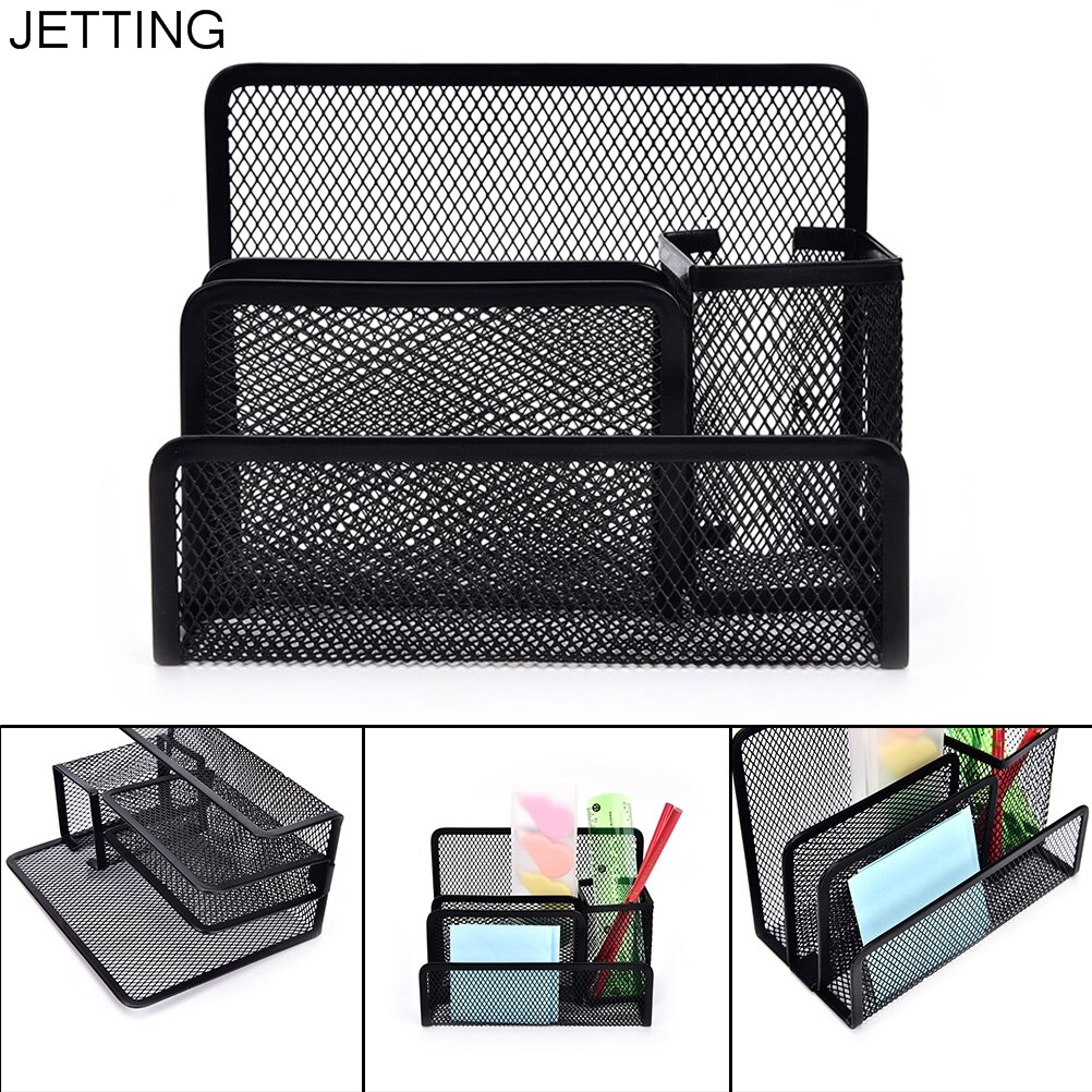 Multi-Functionele Penhouder Briefpapier Bestand Papier Organiser Opslag Collection School Kantoorbenodigdheden Metalen Mesh Bureau Organizer