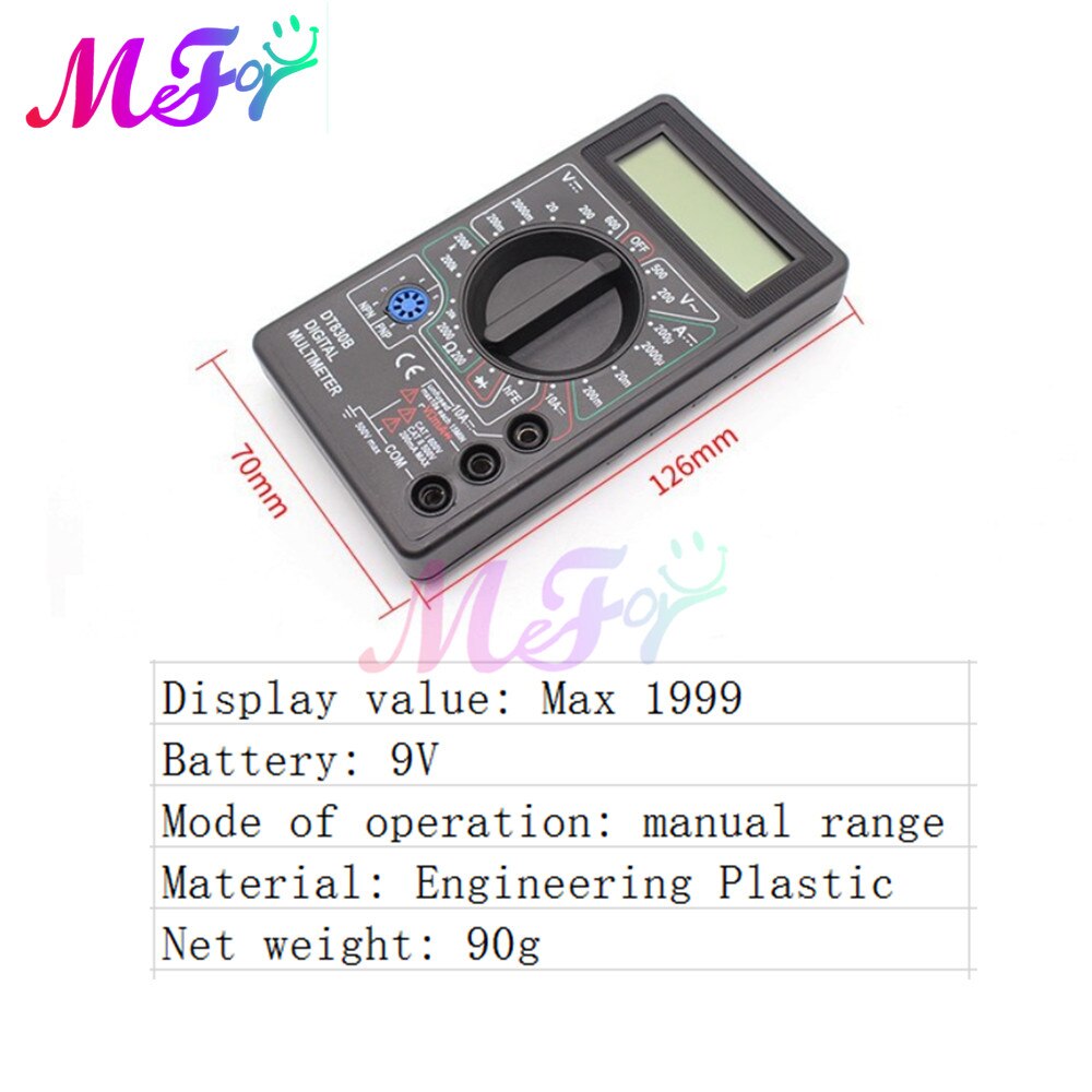 DT830B Lcd-scherm Mini Digitale Multimeter Voltmeter Amperemeter Volt Amp Ohm Meter DC10V ~ 1000V 10A Ac 750V tester Test Thuis Tool