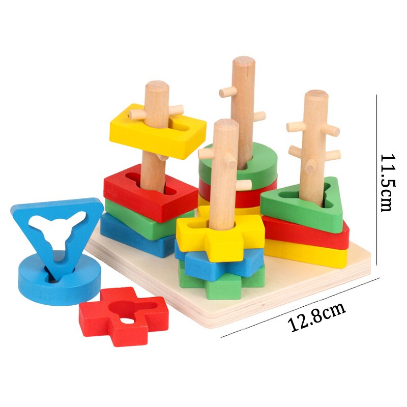 Bunte Geometrische Formen Passende Spielzeug Kinder Früh Lernen Übung Hände-auf Fähigkeit Montessori Pädagogisches Holz Spielzeug ZXH: color TaoZhu