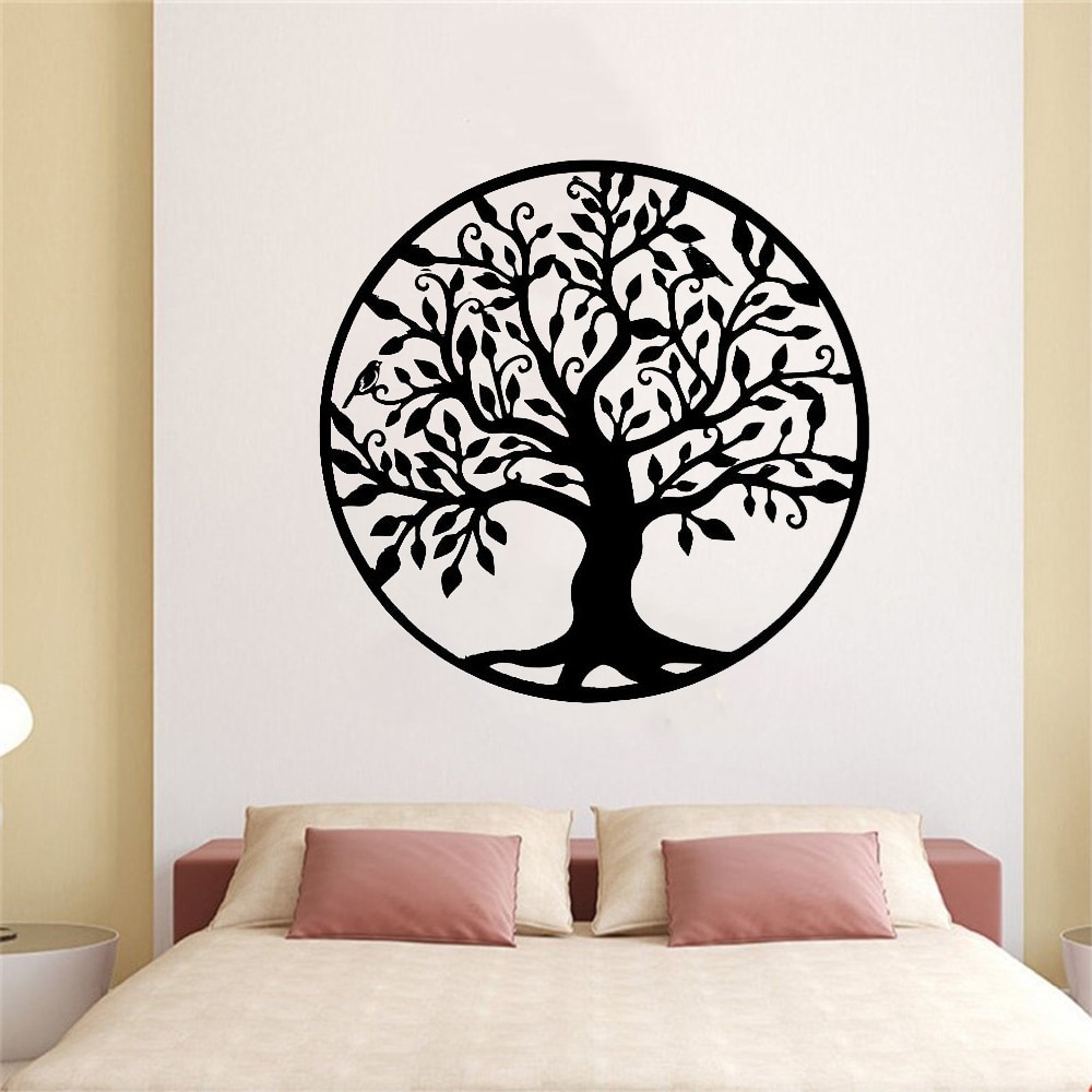 Decoración de pared de árbol de la vida, calcomanías de pared de silueta de árbol, decoración del hogar, sala de estar, dormitorio, vinilo extraíble
