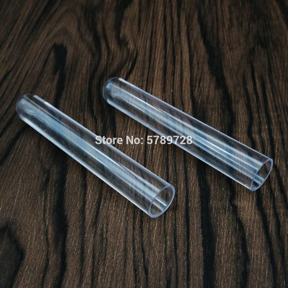 10PCS 13*78mm School Supplies Lab Equipments Clear Plastic Test Tube, Round Bottom Tube with plastic color stopper push cap