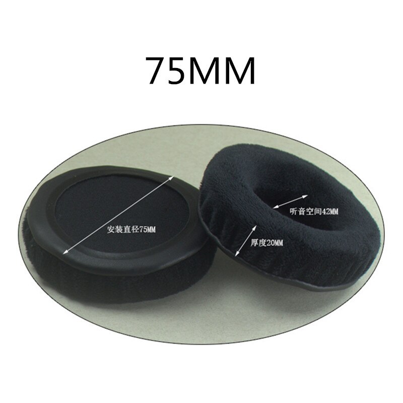 Interchangeable Black Velvet Earphone Set 60 65 70 75 80 85 90 95 100 105 110 115 120 MM Ear Pad Ear Pads Cushions 23 AugZ5: 75MM