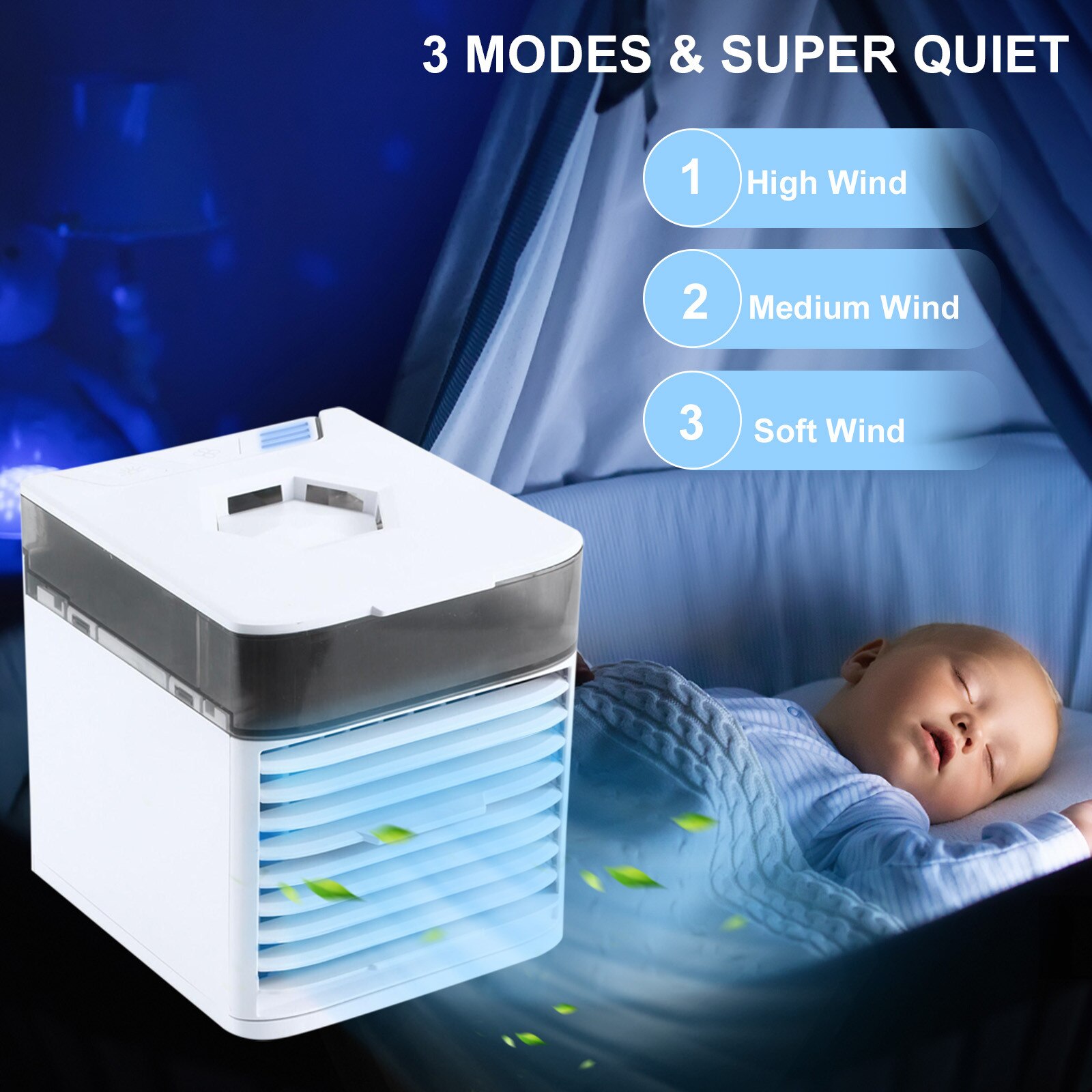 Portable Mini Air Cooler Conditioner Usb Small Air Cooler Ice Crystal Desktop Air Cooling Fan Humidifier Purifier Office Bedroom