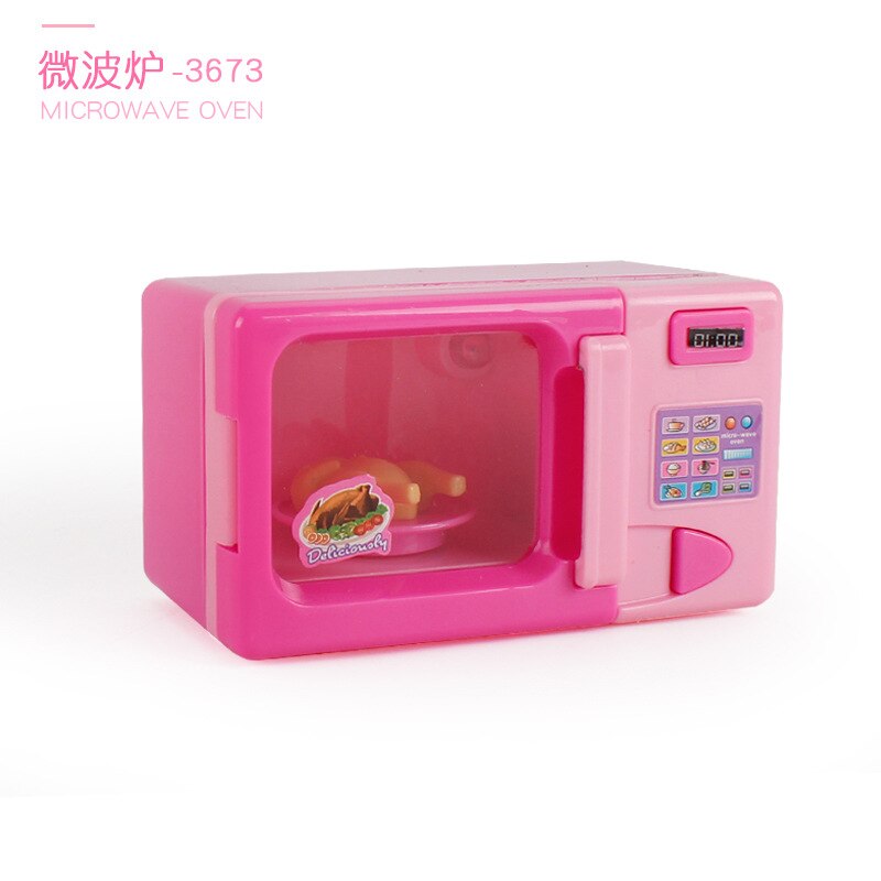 Speelhuis Speelgoed Magnetron Elektrische Licht Kinderen Model Apparaten Oven Keuken: Small Number Pink Microwave Oven 163g