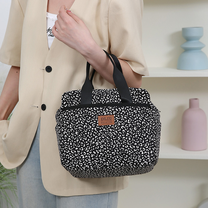 Bolsa de almuerzo de tela de nailon engrosada con papel de aluminio, fiambrera portátil de gran capacidad interior, bolsa de almacenamiento para trabajo, Picnic Scho