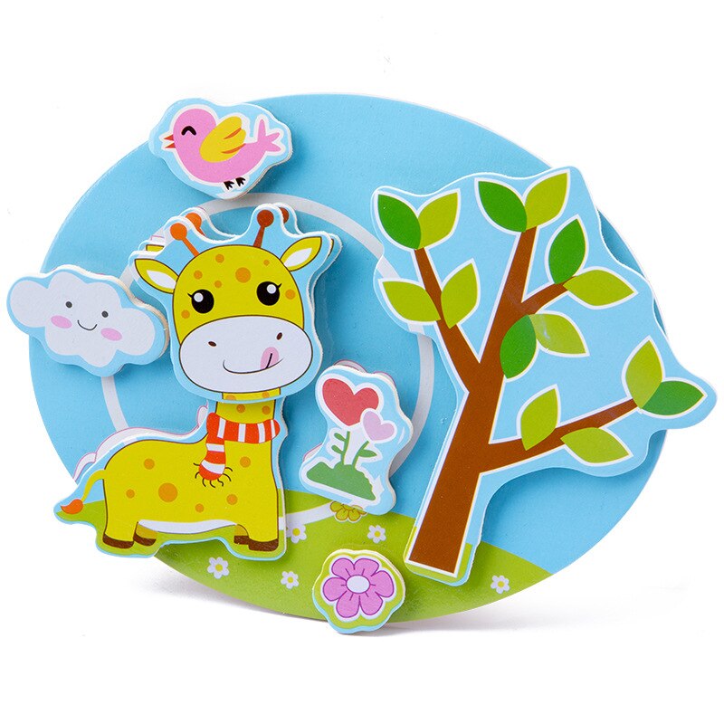 sterben Neue 3D Kreative Magie Stock Holz Puzzle freundlicher Spaß FrüHenne Bildung Lernen Kognitive Holz Spielzeug: 5-Hirsch und Vogel
