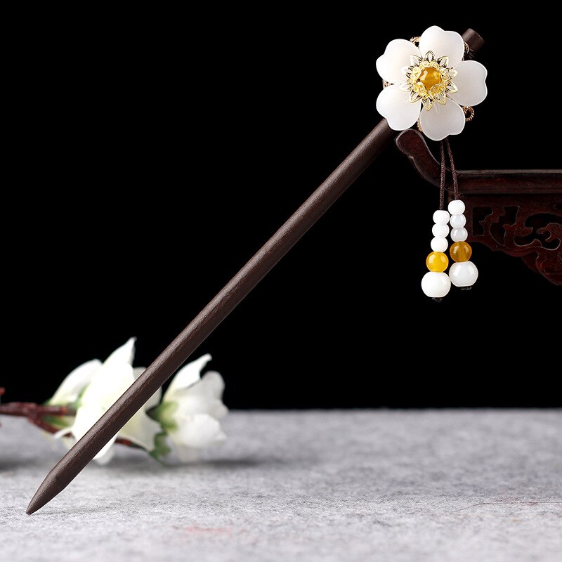 Classic Flower Tassel Handmade Hair Sticks Hair Chopsticks Chinese Bridal Wood Hairpins Hair Clip Wedding Hair Jewelry for Women: A