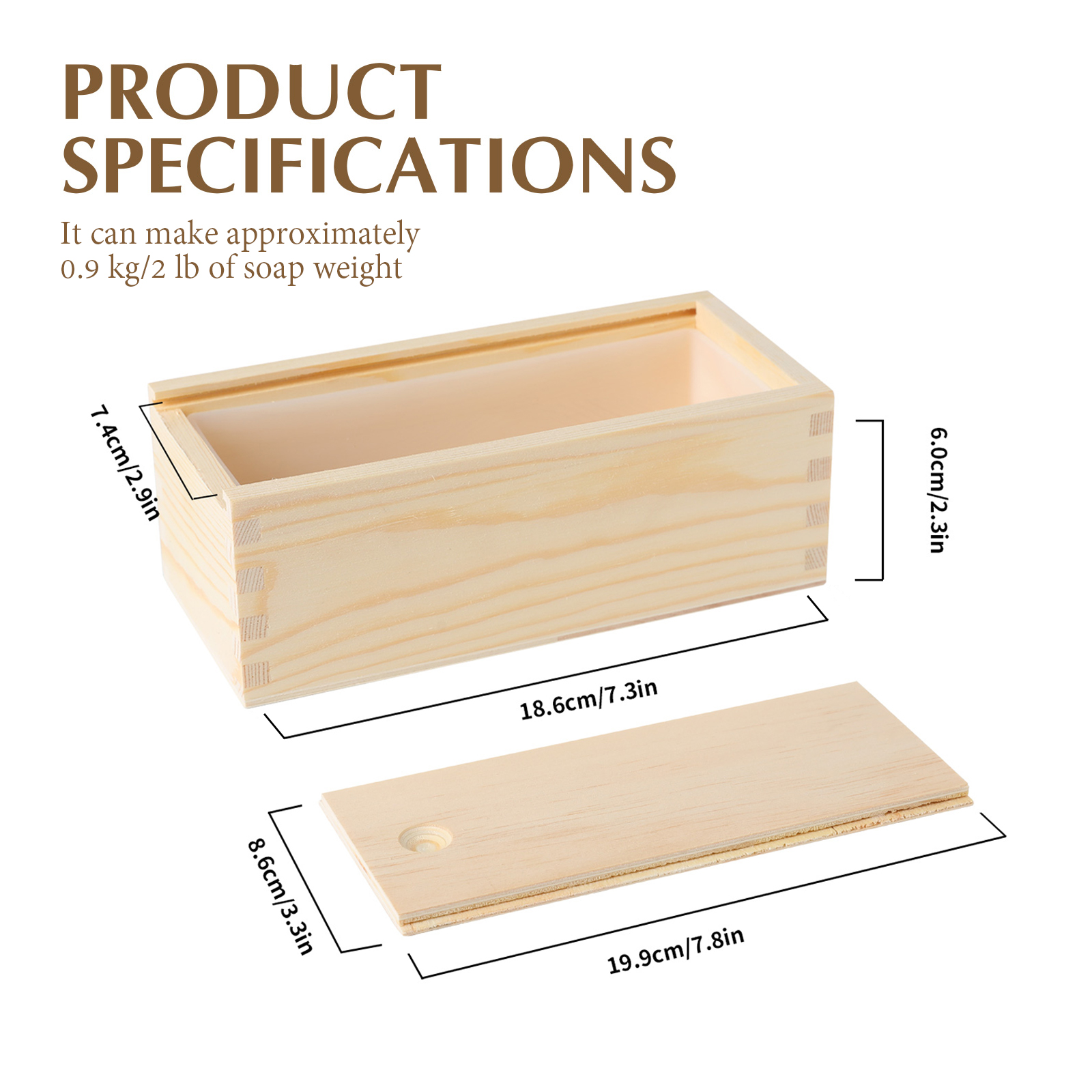 Moules à savon en Silicone rectangulaire, moule à pain avec boîte en bois, outil de fabrication de savon fait à la main: B0266(Box with Liner