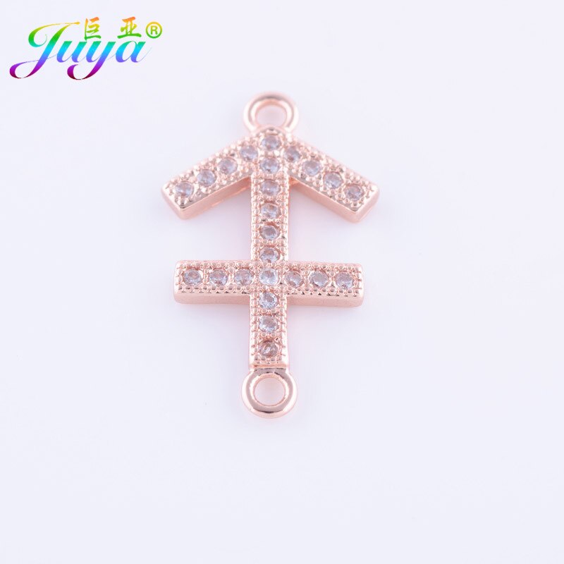 Gioielli FAI DA TE Forniture di Rame Femminile 12 Costellazioni Dello Zodiaco Fascino del Connettore Pendenti con gemme e perle Per Le Donne Del Braccialetto Della Collana Fare: Rose Gold Sagittariu